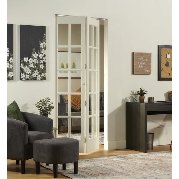 American Wood Traditional Divided Glass Bifold Door, 32-in. x 80-in., Unfinished Pine