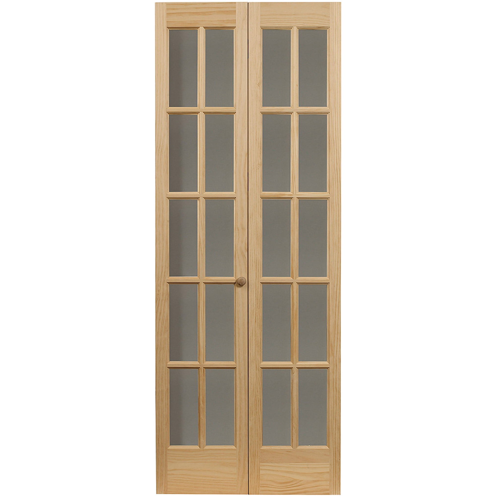 AWC Traditional Divided Glass Bifold Door fits 30"w x 80"h Unfinished Pine