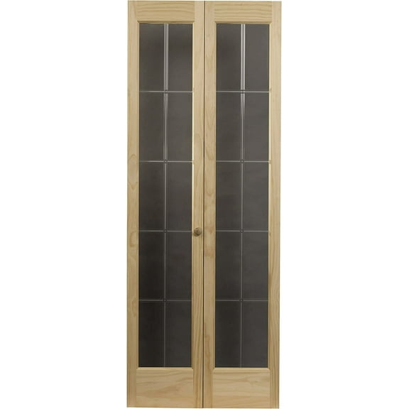 AWC Model 537 Pioneer Full Glass Bifold Door fits 30"w x 80"h Unfinished Pine