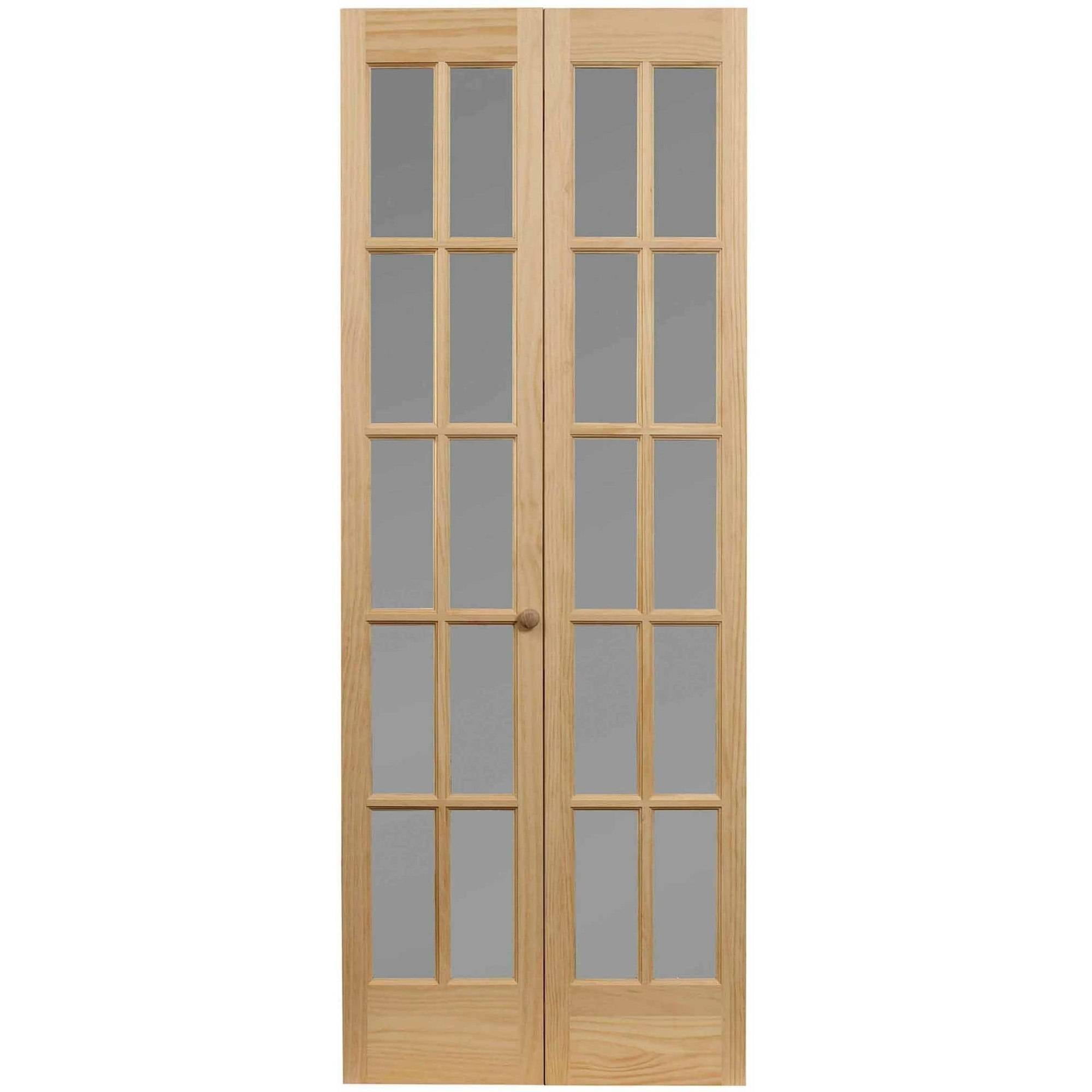 Unfinished Pine 24" x 80" Frosted Glass Bifold Door