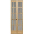 thumbnail image 1 of AWC Model 627 Traditional Divided Frosted Glass Bifold Door fits 24"w x 80"h Unfinished Pine, 1 of 3