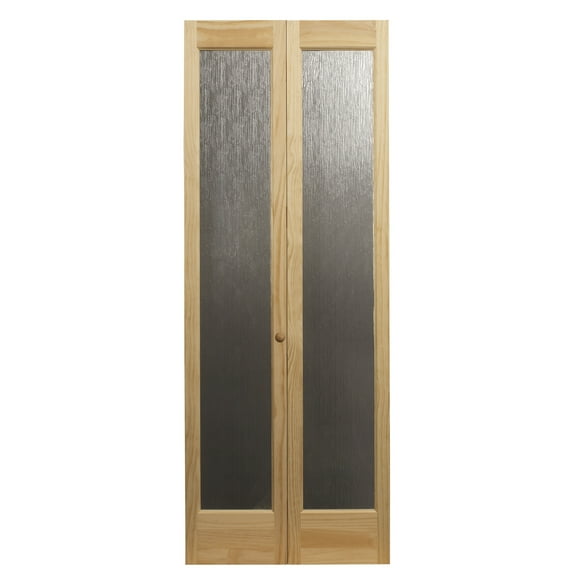 AWC Model 937 Aspen Full Glass Bifold Door 32"wide x 80"high Unfinished Pine