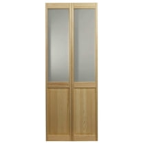 AWC Model 957 Frosted Half Glass Bifold Door 30"wide x 80"high Unfinished Pine