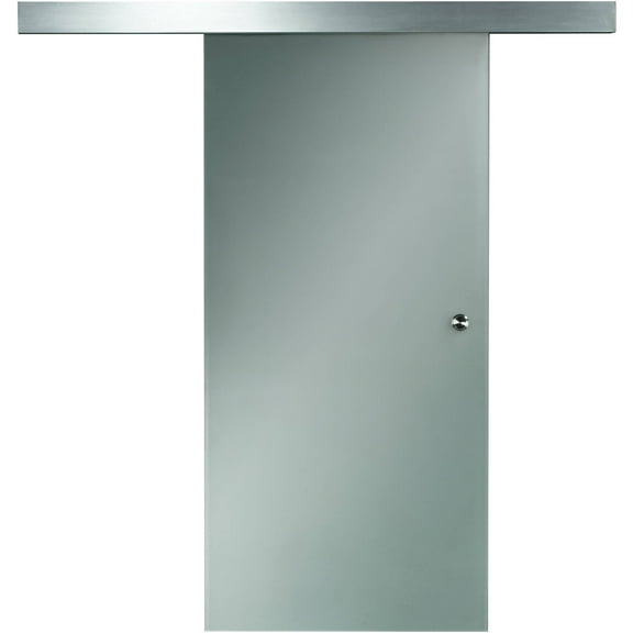 AWC Opaque Glass Barn Door Covers Opening Size 32"wide x 96"high Opaque Frosted Glass with Silver Aluminum Track