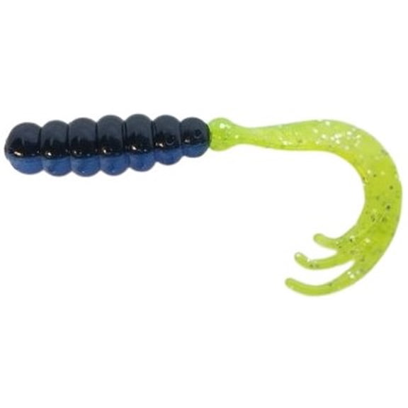 AWD Baits 2in WOW Grub - WG2 Blue Black/Chartreuse Silver Glitter 20pk