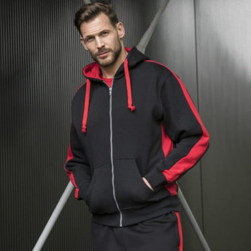 AWDis Just Hoods Mens Contrast Sports Polyester Full Zip Hoodie -  Walmart.com