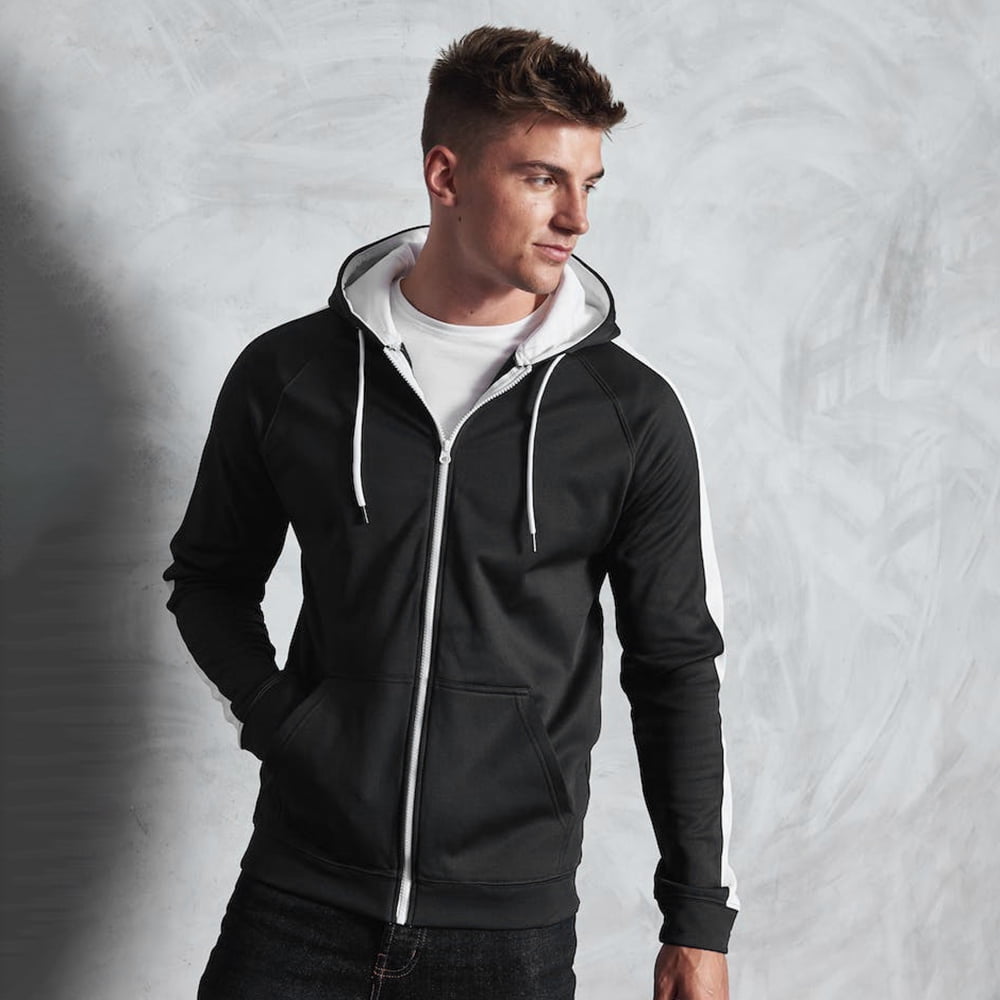 AWDis Just Hoods Mens Contrast Sports Polyester Full Zip Hoodie -  Walmart.com