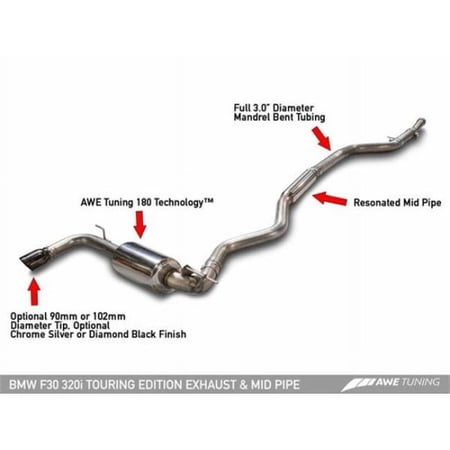 AWE Tuning 13-18 BMW 320i Touring Edition Exhaust with Performance Mid Pipe - Diamond Black Tips