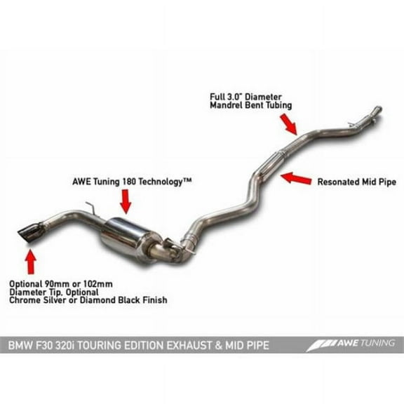 AWE Tuning 13-18 BMW 320i Touring Edition Exhaust with Performance Mid Pipe - Diamond Black Tips