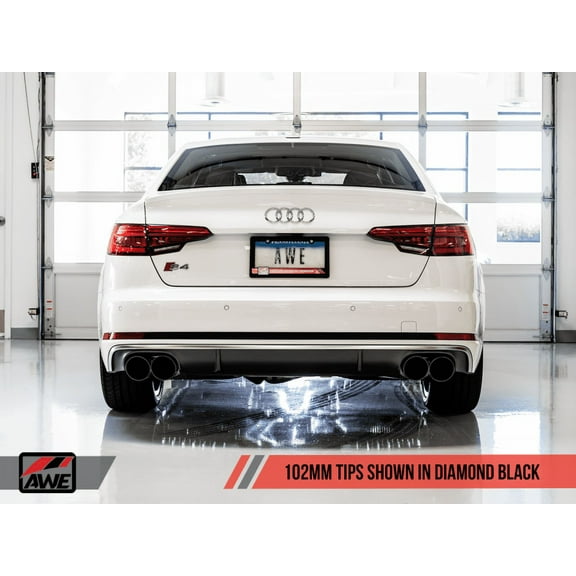 AWE Tuning Audi B9 S4 Touring Edition Exhaust - Non-Resonated with 102mm Diamond Black Tips