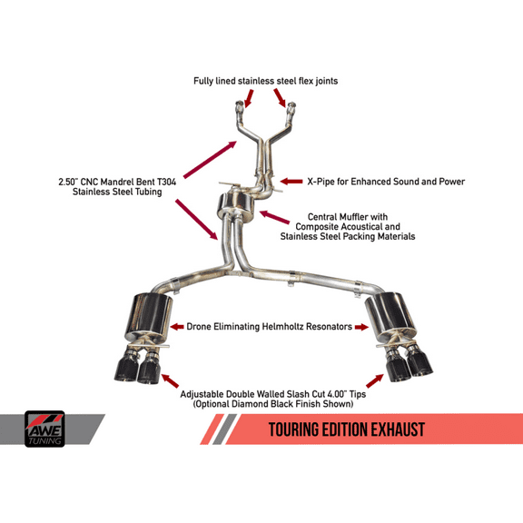 AWE Tuning Audi C7 S6 4.0T Touring Edition Exhaust with Diamond Black Tips