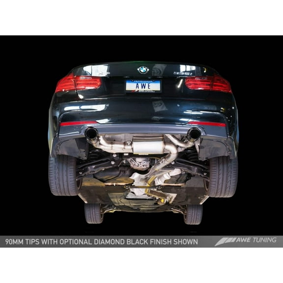 AWE Tuning BMW F3X 335i/435i Touring Edition Axle-Back Exhaust with Diamond Black Tips (90mm)