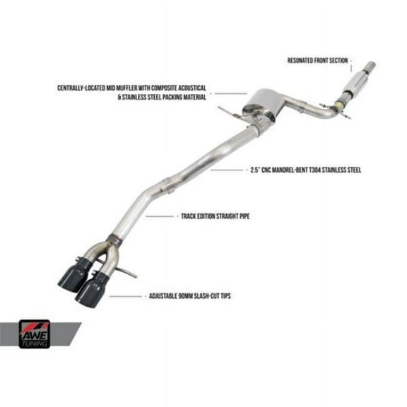AWE Tuning Mk5 Jetta Mk6 Sportwagen 2.5L Track Edition Exhaust with Diamond Black Tips