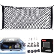 AWELCRAFT Adjustable Elastic Luggage Storage Net with 4 screws,4 hooks ,4 bases ,Cargo Net for Trucks, Automotive 1 pack, 35.4x15.8 inch