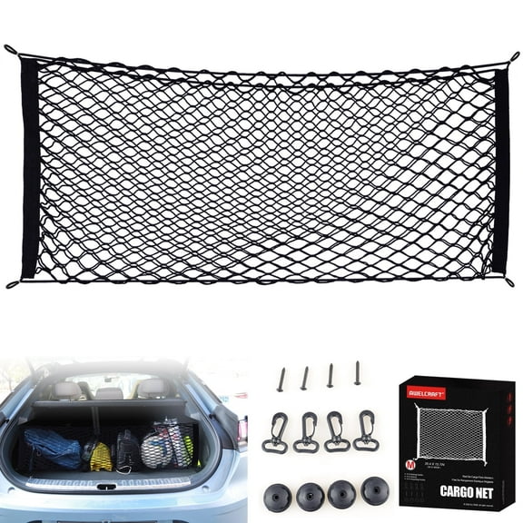 AWELCRAFT Adjustable Elastic Luggage Storage Net, Automotive Cargo Net, 1 pack, 35.4x15.8 inch