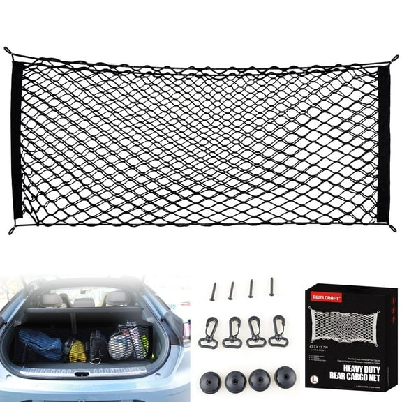 AWELCRAFT Adjustable Elastic Trunk Storage Net with Hook, 1 Pack, 43.3x15.8 Inch