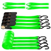 AWELCRAFT Tie-Down Ratchet Straps S-Hooks 1500 lb Load Capacity Green 4-Pack 1 Inch x 15 ft,Green