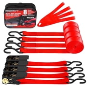 AWELCRAFT Tie-Down Ratchet Straps S-Hooks 1500 lb Load Capacity Red 4-Pack 15 ft