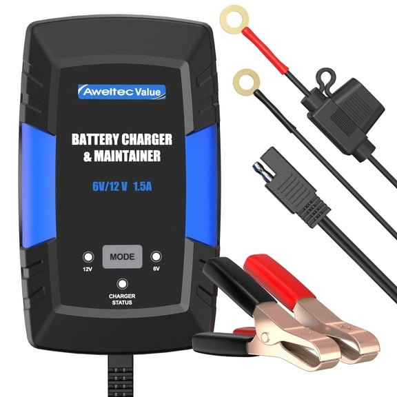 AWELTEC Universal Power Battery Maintainer 1.5 Amp 6V/12V Battery Charger