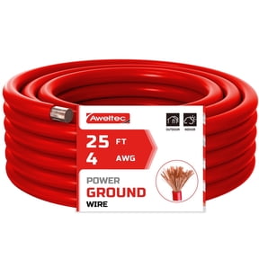 AWELTEC 4 Gauge 25ft Red CCA Electrical Wire for Battery Cable, Car Audio, Amp Wiring, Generator, Automotive, RV