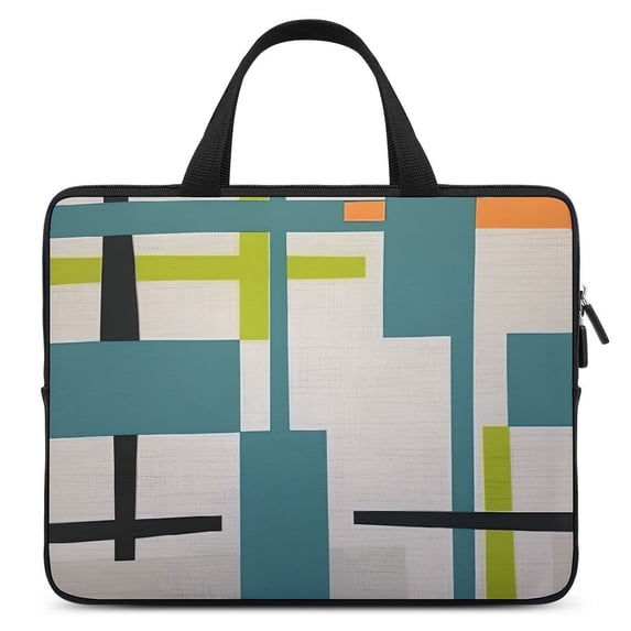 AWERP Abstract Teal Chartreuse Blue Green Grey Geometric Regular Laptop Handle Bag 15inch