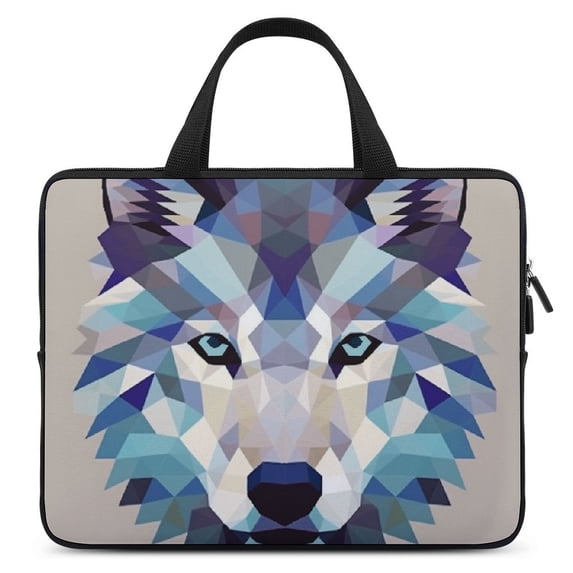 AWERP Animal with Geometry Wolf Head Laptop Bag Diving Fabric Computer Protective Handle Case 13inch
