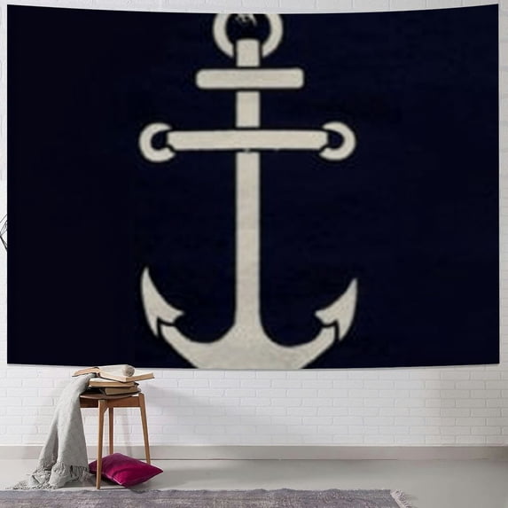 AWERP Beach Nautical Coral Reef Sea Fan Navy Blue Sailing Lighthouse Starfish Ocean Tapestry Painting