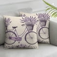 thumbnail image 1 of AWERP Bicycle Violet Purple Bike with Lavender Flowers Bouquet in Basket Retro Decorative Pillowcase Cushion Set of 2 White, 1 of 6