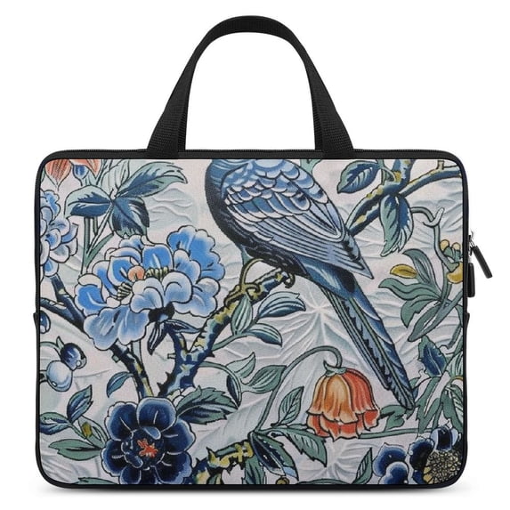 AWERP Birds Flowers Laptop Bag Diving Fabric Tablet Cover Neoprene Laptop Sleeve Carrying Bag 15inch