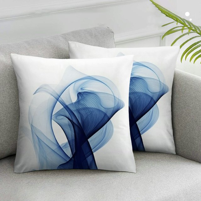 AWERP Blue Wall Art Abstract Blue and White Painting Set of 2