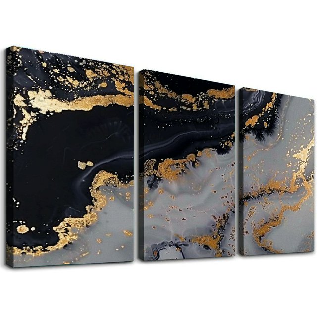 AWERP Blue White Gold Abstract Wall Art Blue Gold Abstract Picture Blue