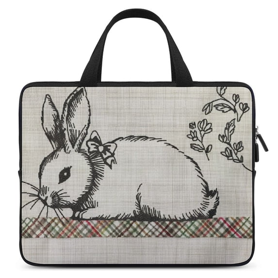 AWERP Bunny Bow Annabel Kidston Laptop Bag Diving Fabric Computer Protective Handle Case 12inch