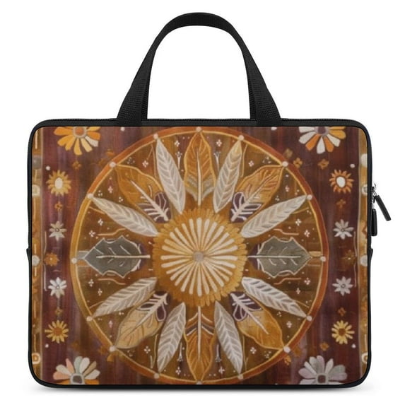 AWERP Decorative Colorful Bohemian Pattern Snowflake White Yellow Brown Grey Leaves Laptop Sleeve Carrying Bag 12inch