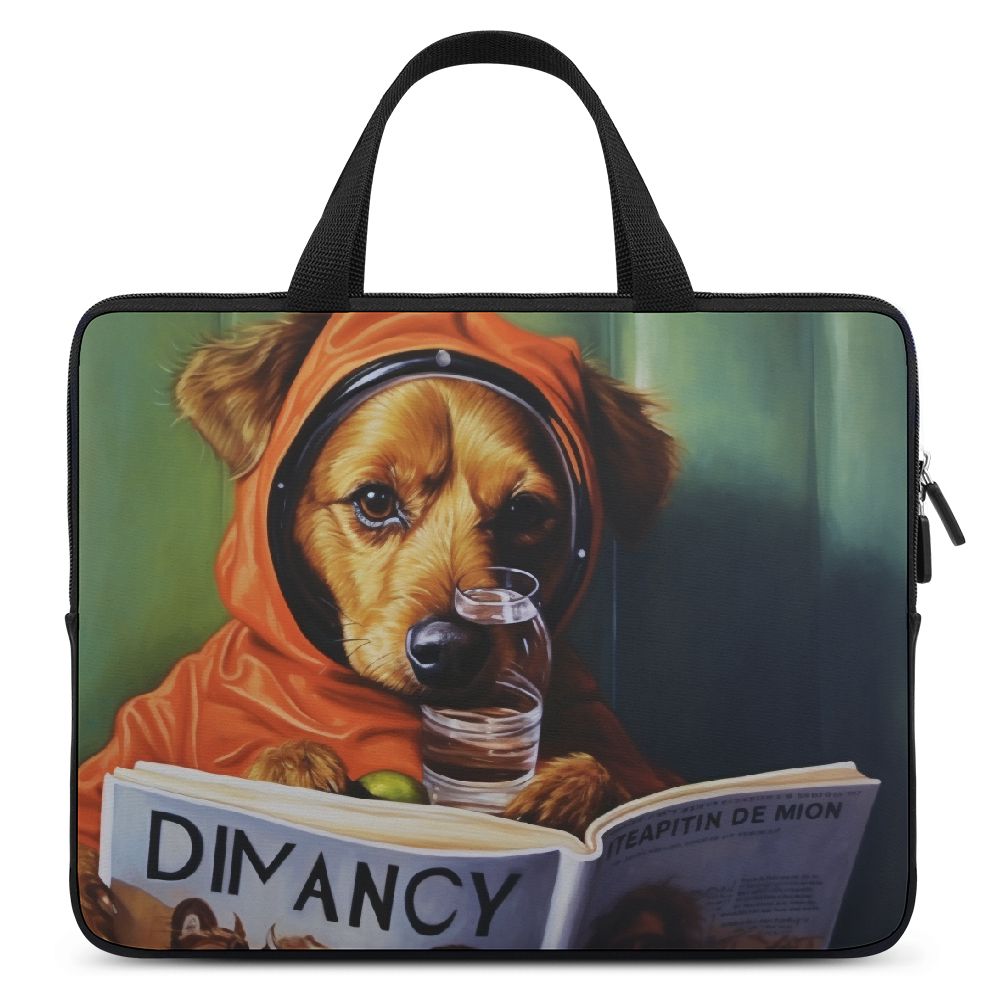 AWERP Dog Reading Book Laptop Bag Diving Fabric Soft Carrying Travel