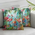 thumbnail image 1 of AWERP Flamingos Palm Trees Tropical 2-Piece Plush Pillowcase Set, Summer Pillow Case Set of 2 White, 1 of 6