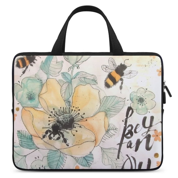 AWERP Flowers, Bee Laptop Bag Diving Fabric Soft Carrying Travel Case Computer Protective Handle Case 13inch