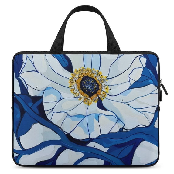 AWERP Flowers Laptop Bag Diving Fabric Soft Carrying Travel Case Computer Protective Handle Case 15inch