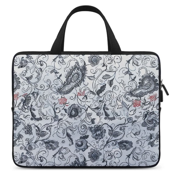 AWERP Flowers Leaves Pattern Laptop Carrying Bag Diving Fabric Laptop Handle Bag 12inch