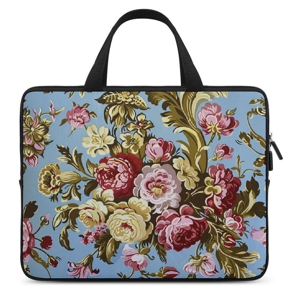 AWERP Flowers Pillow Gold Border Laptop Bag Diving Fabric Computer Protective Handle Case 15inch