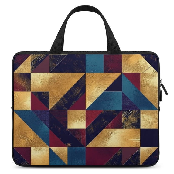 AWERP Gold and Blue Abstract Art Laptop Bag Tablet Cover Neoprene Diving Fabric 17inch