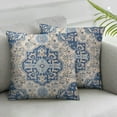 AWERP Grey Blue Boho Style Throw Pillow Cover Ethnic Design Pattern