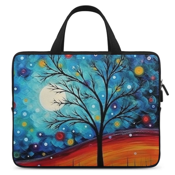 AWERP Painting Colorful Tree Pattern Laptop Bag Diving Fabric Tablet Cover Neoprene Laptop Sleeve Carrying Bag 15inch