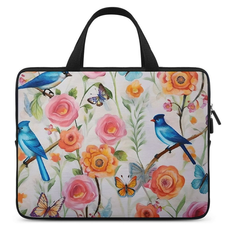 AWERP Romantic Fancy Floral Birds Butterfly Laptop Handle Bag Computer Protect Case Laptop Sleeve Carrying Bag 10inch Walmart