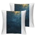 thumbnail image 1 of AWERP Short Plush Pillowcase Set of 2 - Gold and Blue Abstract Art White, 1 of 7