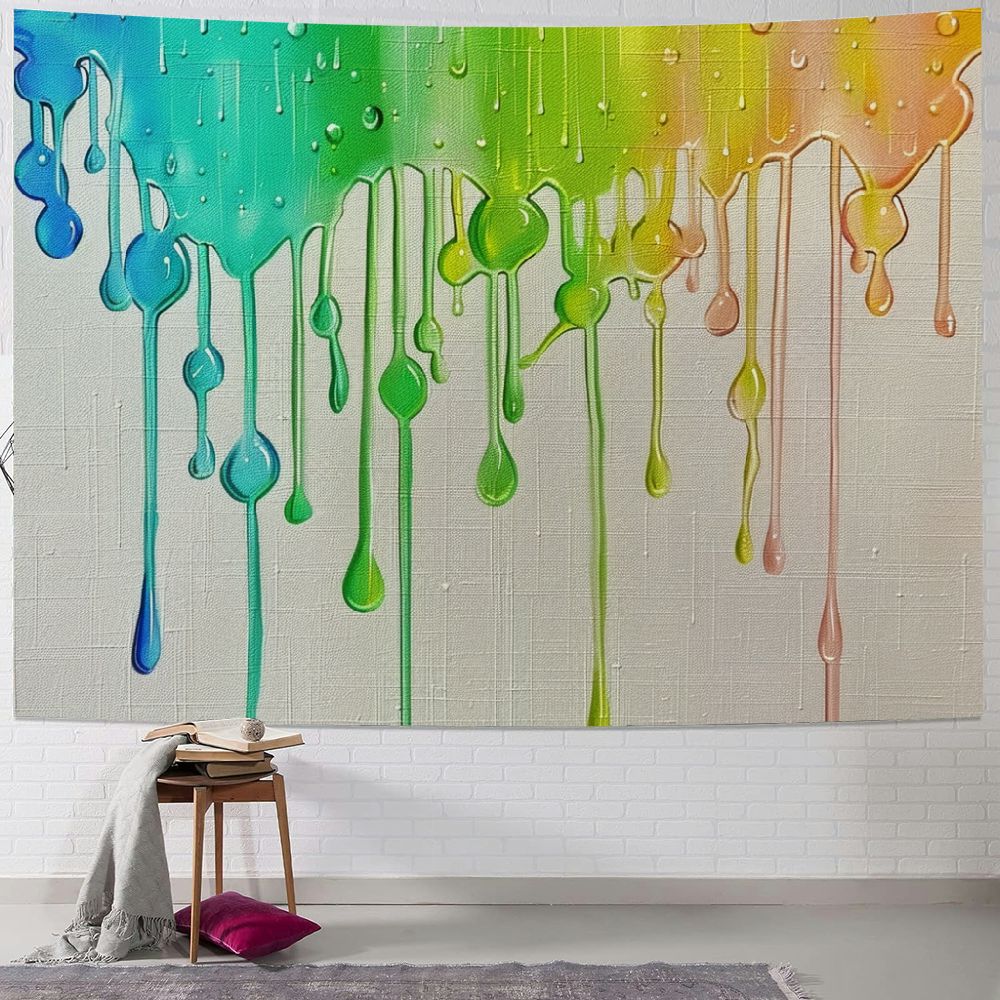 AWERP Watercolor Colorful Paint Splatter Art Blue Green Yellow,Red Wall