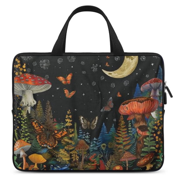 AWERP mushrooms butterflies stars Laptop Sleeve Carrying Bag Soft Carrying Travel Case 10inch