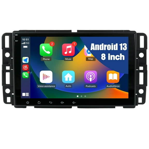 AWESAF 2GB+64GB Android Car Radio - 8" IPS Touchscreen for Silverado/Sierra 2007-2013 w/ Wireless CarPlay/Android Auto, GPS Navigation, Bluetooth