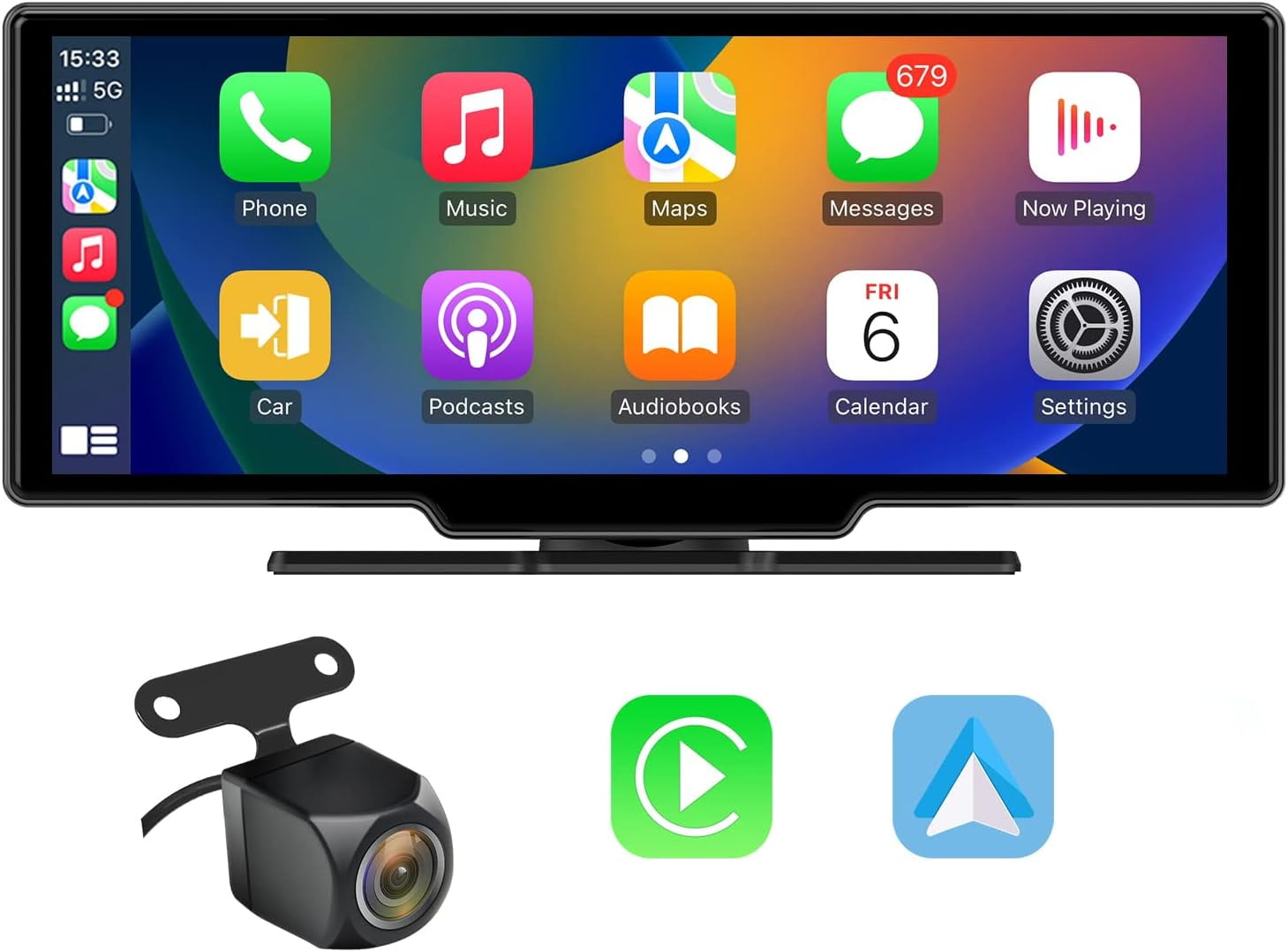 VVCAR MC25 Wireless CarPlay with 4K Dash Cam Front, 6.25 Touch