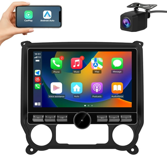AWESAFE 10.6" Android 12 Car Stereo for Silverado GMC Sierra 2014-2018 6+128GB Wireless CarPlay Android Auto BWiFi SWC