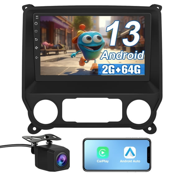 AWESAFE 10" Android Car Stereo for Silverado & Sierra 2014-2018 with 2+32G Wireless CarPlay/AAuto, GPS/BT5.0/WiFi backup camera